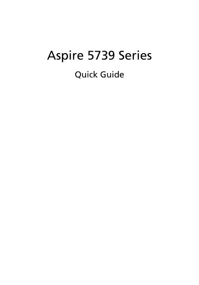Acer Aspire 5739 Series Quick Guide - cover page