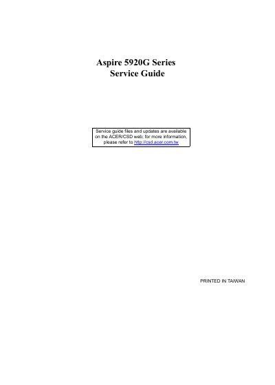 Acer Aspire 5920G Service Guide - cover page