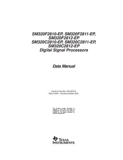 Texas Instruments SM320F2810-EP/SM320F2811-EP/SM320F2812-EP/SM320C2810-EP/SM320C2811-EP/SM320C2812-EP DSP Data Manual - cover page