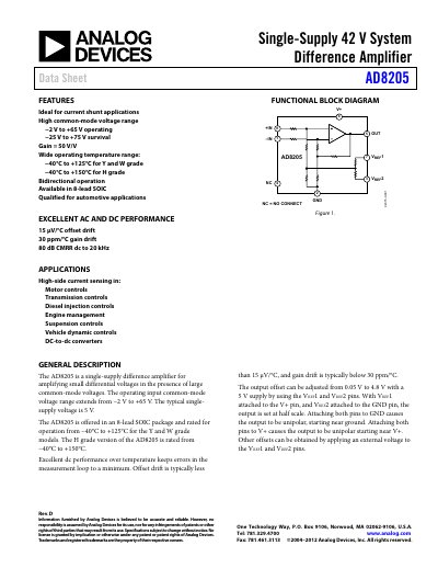 Analog Devices AD8205 Data Sheet