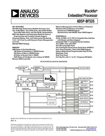Analog Devices ADSP-BF535 Product Handbook - cover page