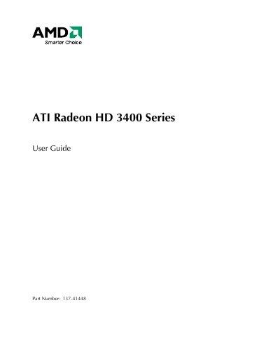 AMD Radeon HD 3400 Series User Guide - cover page