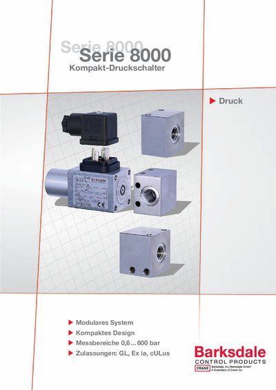 Barksdale Serie 8000 Compact Pressure Switch Datasheet - cover page