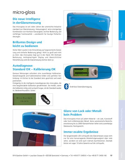 BYK-Gardner micro-gloss Series Gloss Meter Product Leaflet - cover page