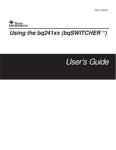 Texas Instruments bq241xx bqSWITCHER User Guide - cover page