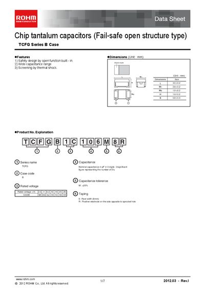 ROHM TCFG Series B Case Datasheet - cover page