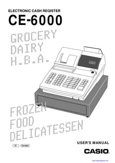 Casio CE-6000 Electronic Cash Register User Manual - cover page