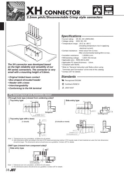 JST XH Connector Datasheet - cover page