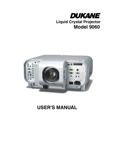 NEC Model 9060 Liquid Crystal Projector User's Manual - cover page