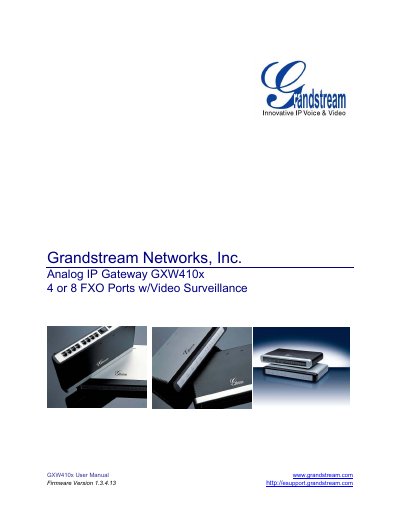 Grandstream GXW410x Analog IP Gateway User Manual - cover page