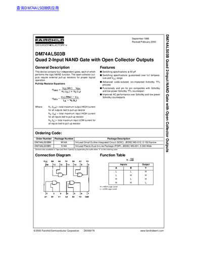 Fairchild DM74ALS03B Quad 2-Input NAND Gate Datasheet - cover page
