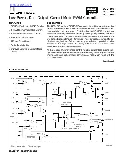 Unitrode UCC1806/UCC2806/UCC3806 Datasheet - cover page