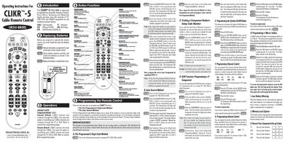 Universal Remote Control UR5U-8800L Remote Control Operating Instructions - cover page