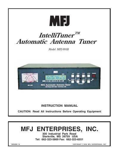 MFJ-993B IntelliTuner Automatic Antenna Tuner Instruction Manual