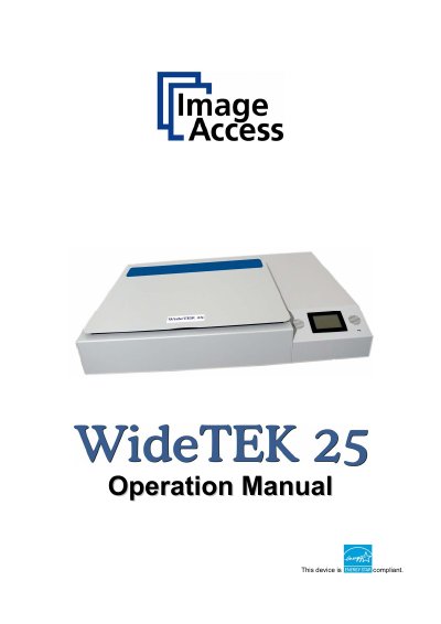 Image Access WideTEK 25 Operation Manual