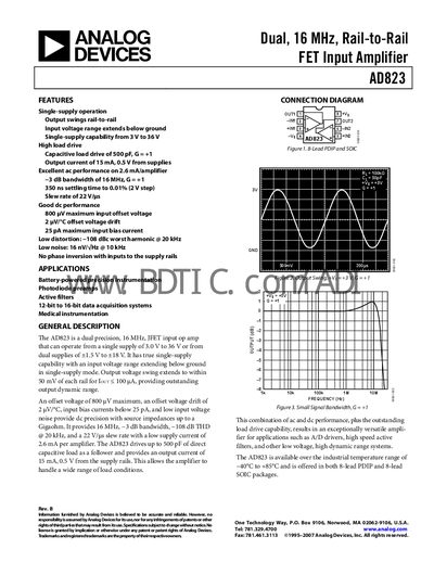 Analog Devices AD823 Datasheet - cover page