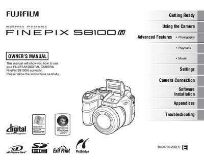 Fujifilm FinePix S8100fd Digital Camera Owner's Manual - cover page