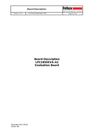 Hitex LPC1850EVA-A2 Evaluation Board User Manual - cover page