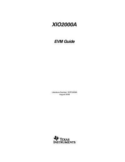 Texas Instruments XIO2000A EVM User Manual