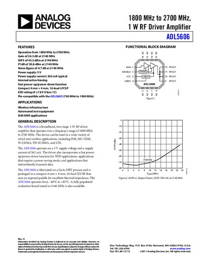 Analog Devices ADL5606 Datasheet - cover page