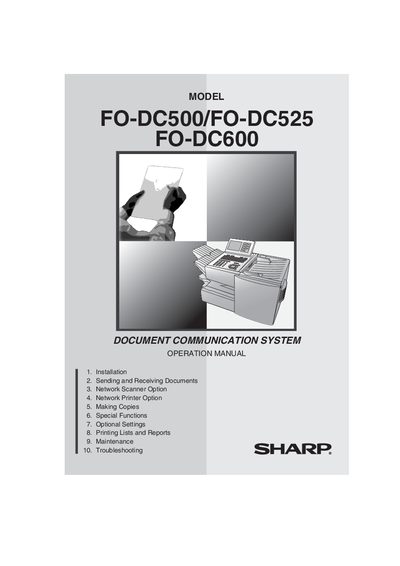 Sharp FO-DC500/FO-DC525/FO-DC600 Document Communication System Operation Manual