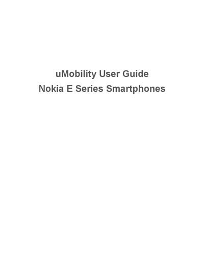 Nokia E-Series Smartphone uMobility User Guide - cover page