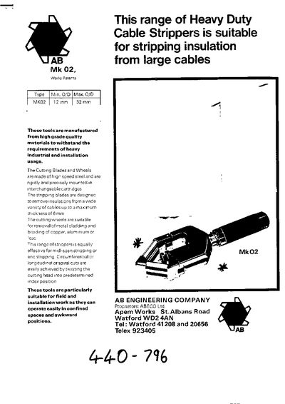 ABECO Mk.02 Heavy Duty Cable Stripper User Manual - cover page