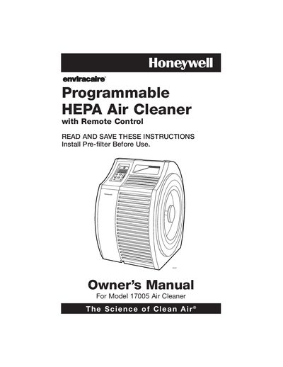 Honeywell 17005 HEPA Air Cleaner User Manual - cover page
