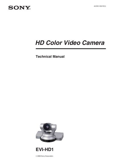 Sony EVI‑HD1 HD Color Video Camera Service Manual - cover page