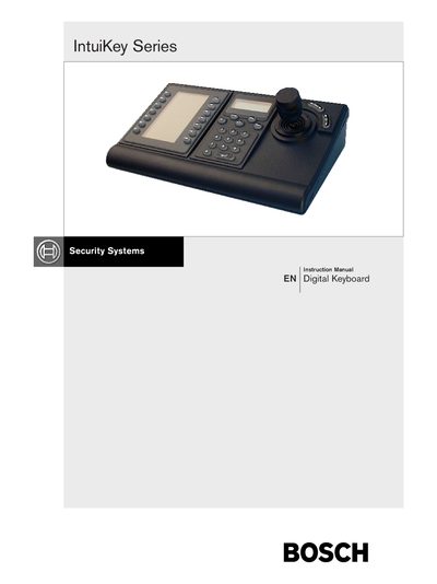 Bosch IntuiKey Series Digital Keyboard Instruction Manual - cover page