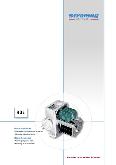 Stromag XXX HGE-290FV-A1R XXX HGE-890/890FV-B22 Equal technology data - cover page
