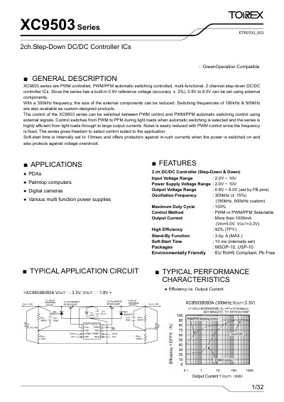 Torex XC9503 Series 2-Channel Step-Down DC/DC Controller IC Datasheet - cover page