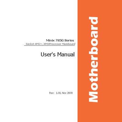 Minix 785G Series Socket AM2+/AM3 Processor Mainboard User Manual - cover page