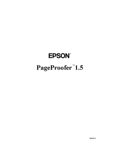 Epson PageProofer 1.5 User Manual - cover page
