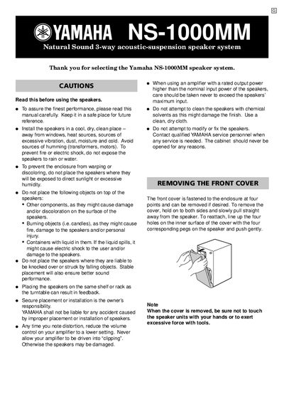 Yamaha NS-1000MM Speaker System User Manual