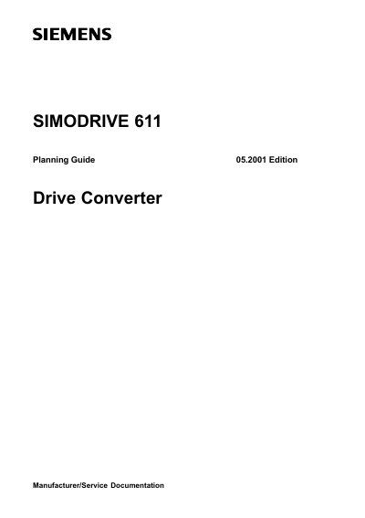 Siemens SIMODRIVE 611 Planning Guide - cover page