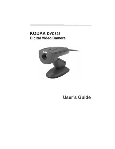 Kodak DVC325 Digital Video Camera User Guide - cover page