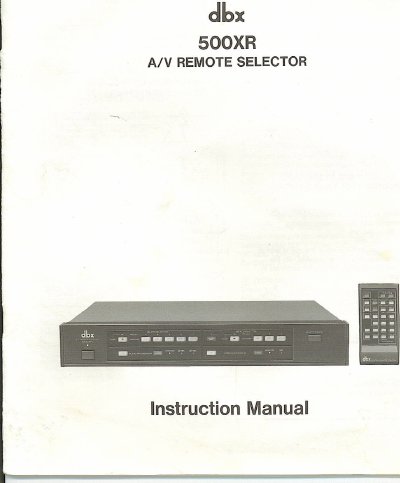 dbx 500XR A/V Remote Selector Instruction Manual - cover page