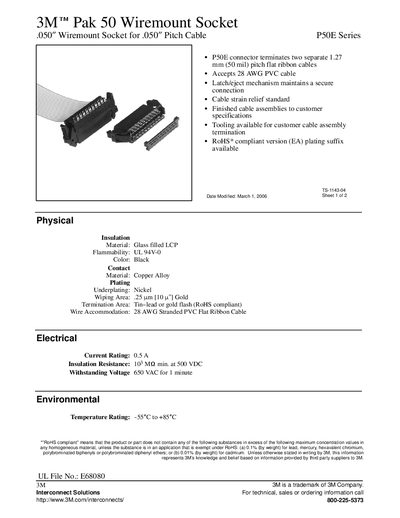3M P50E Wiremount Socket Manual