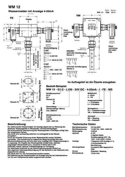 Goldammer WM 12 Water Detector Data Sheet - cover page