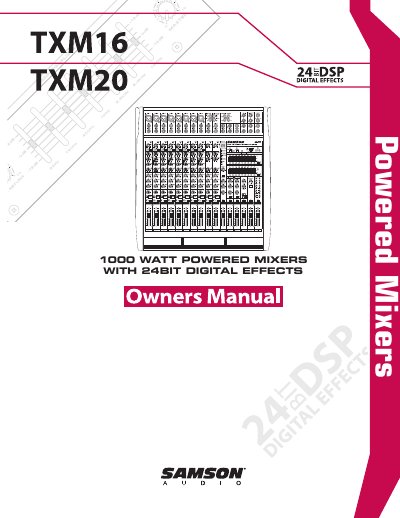 Samson TXM16/TXM20 Powered Mixers Owners Manual - cover page