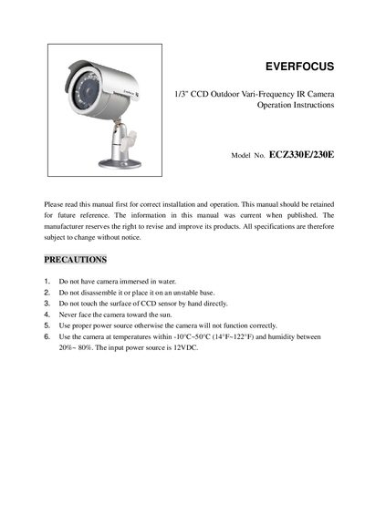 EverFocus ECZ230_330 Operation Instructions - cover page