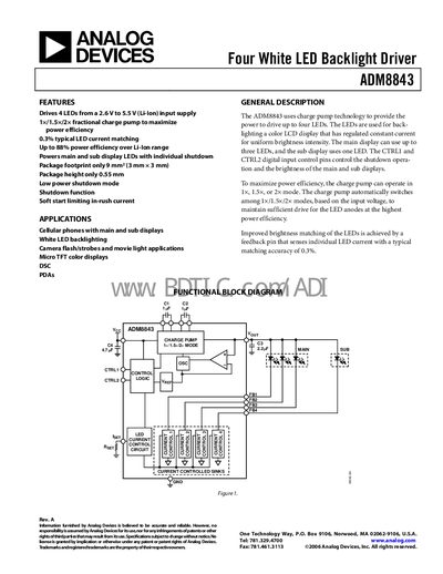 Analog Devices ADM8843 LED Driver Datasheet - cover page
