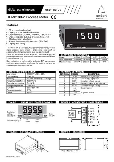Anders Electronics DPM8180-2 Process Meter User Manual - cover page