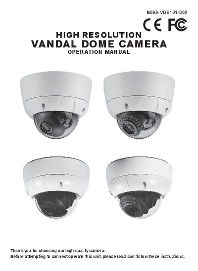 EverFocus M099-VDE101 High Resolution Vandal Dome Camera Operation Manual - cover page