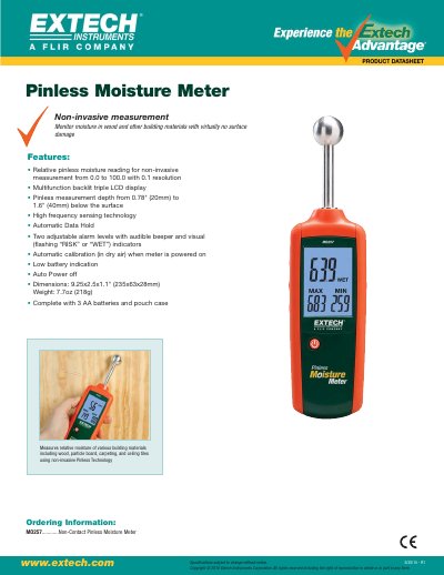 EXTECH MO257............Non-Contact Pinless Moisture Meter User Manual - cover page