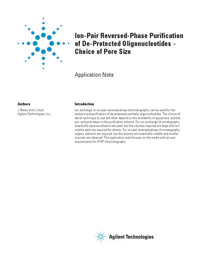 Agilent PLRP-S Ion-Pair Reversed-Phase Purification Application Note - cover page