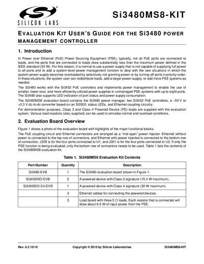 Silicon Labs Si3480MS8-KIT Evaluation Kit User Guide - cover page