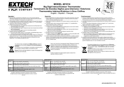Extech 401014 Big Digit Indoor/Outdoor Thermometer User Manual - cover page
