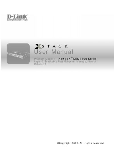 D-Link XSTACK DES-3800 Series User Manual - cover page